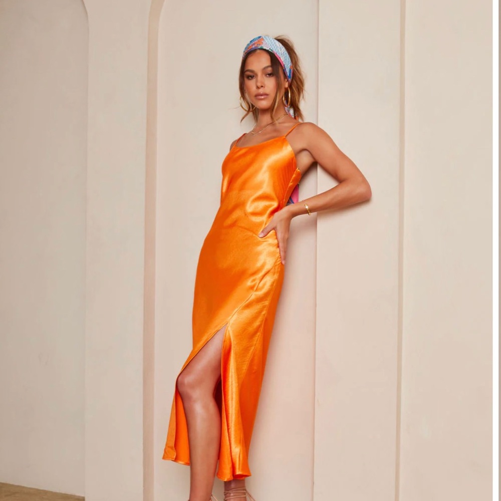 Orange Satin Dress